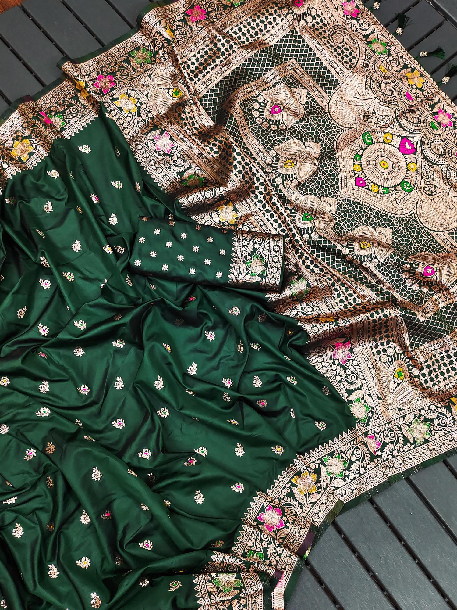 Banarasi - 5 soft silk meenakari touchup & rich pallu surat saree wholesale