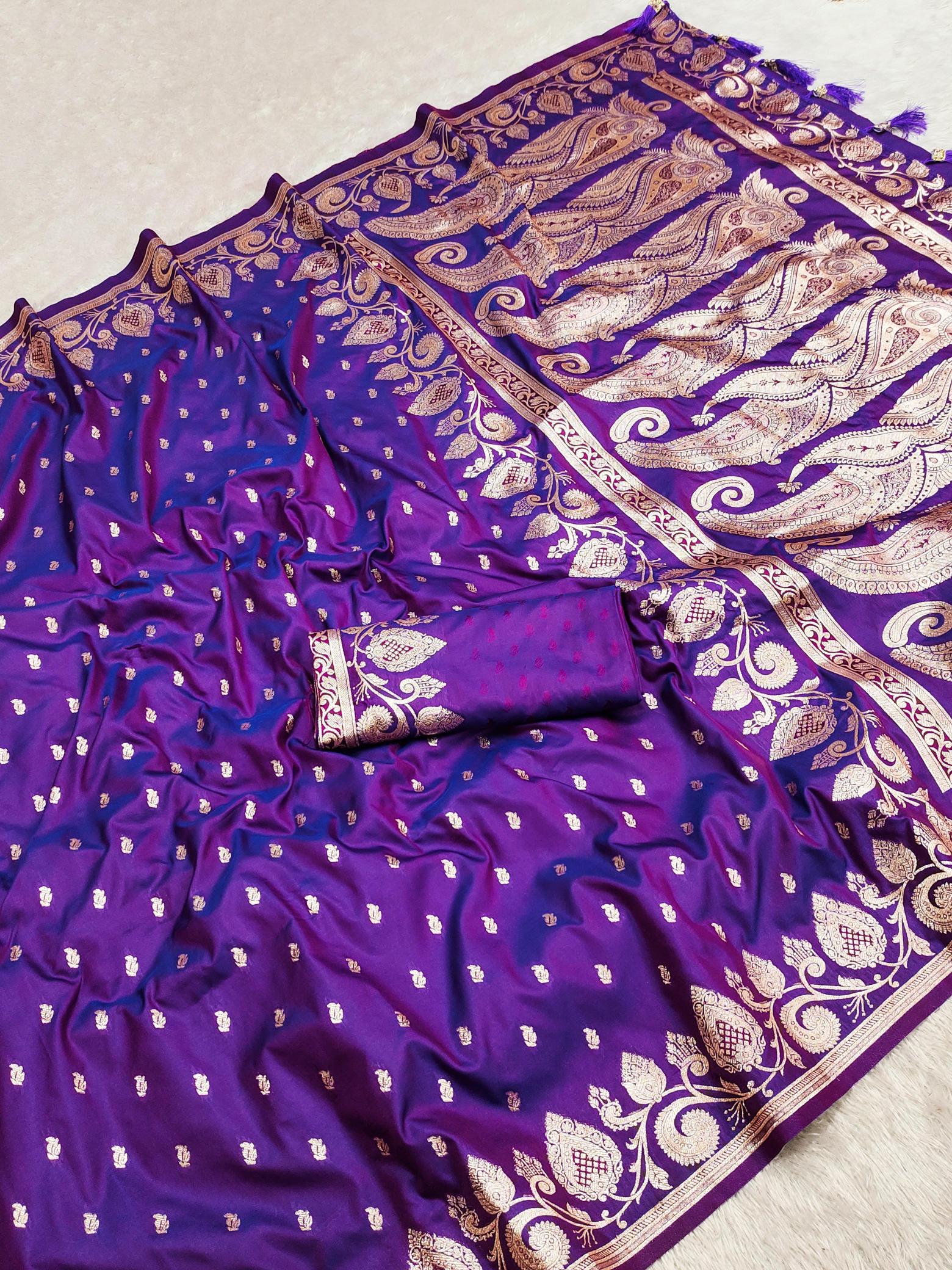 Banarasi-9 soft banarasi silk saree & rich pallu with silk blouse wholesale sarees in surat with low price