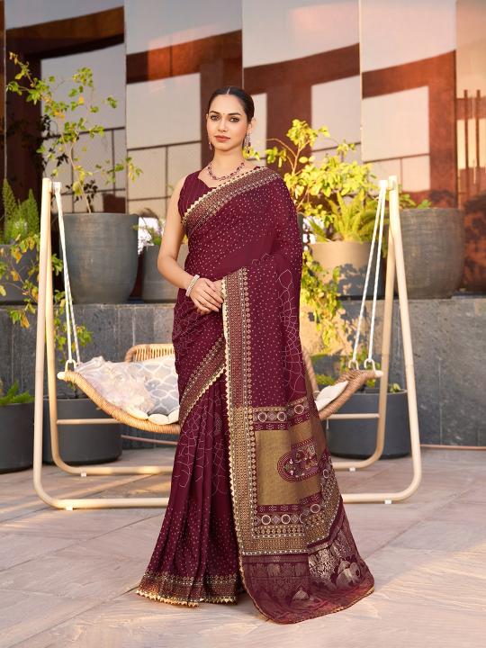 Bandhani fox cotton premium surat saree with rich pallu wholesale 