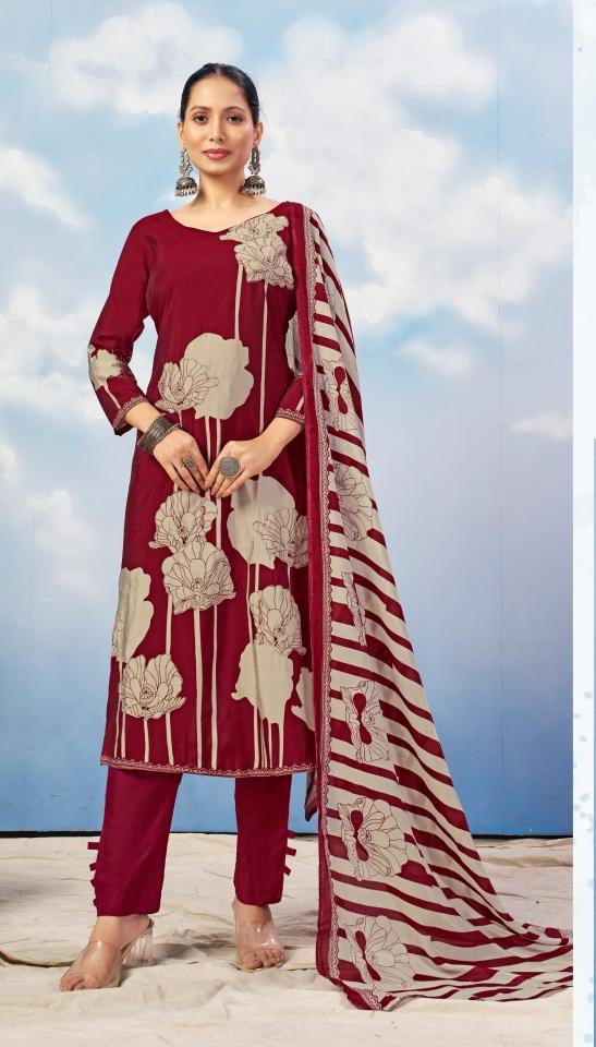 Bipson prints jeep wranglar 3032 roman silk print unstitched dress material wholesale