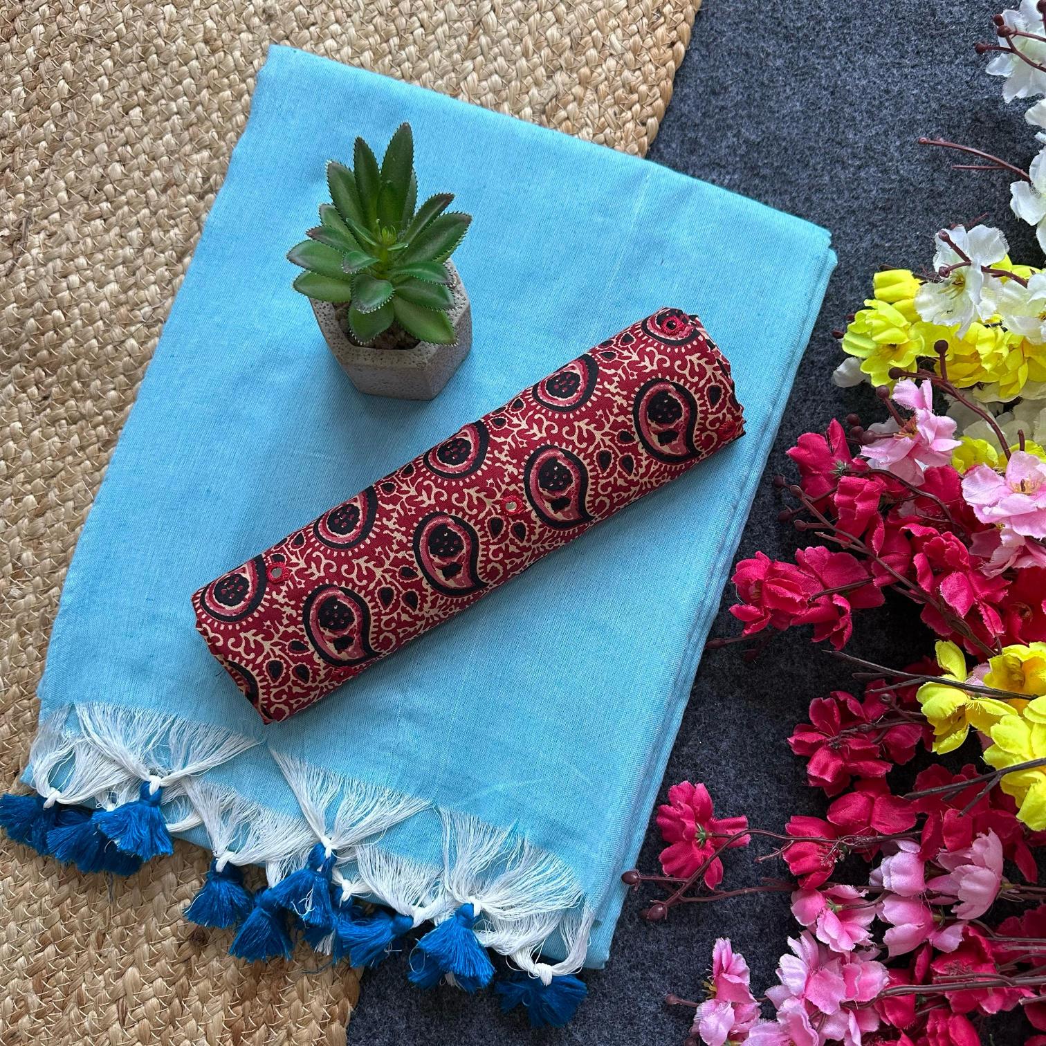 Blousewala khadi cotton saree & blouse surat saree wholesale market