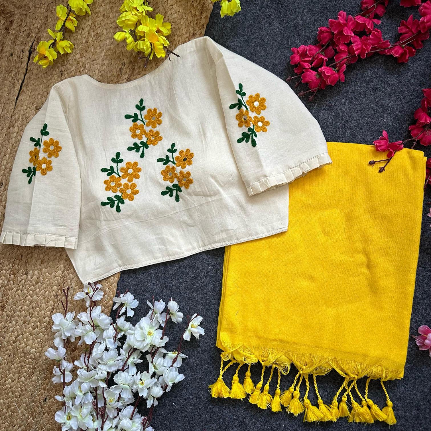 Blousewala presenting a Khadi cotton saree &  blouse surat saree wholesale market