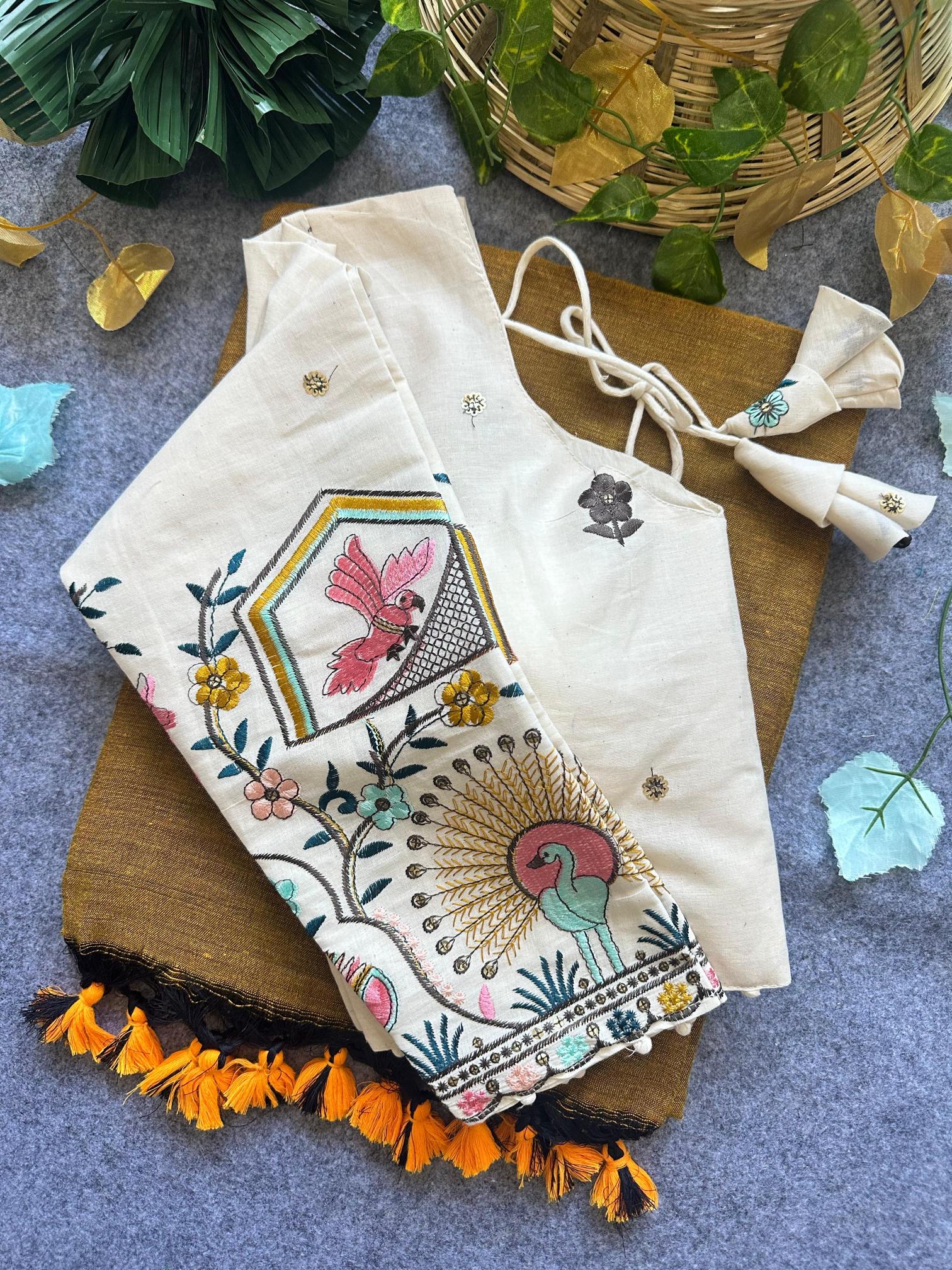 Blousewala presenting khadi cotton saree with blouse surat saree wholesale