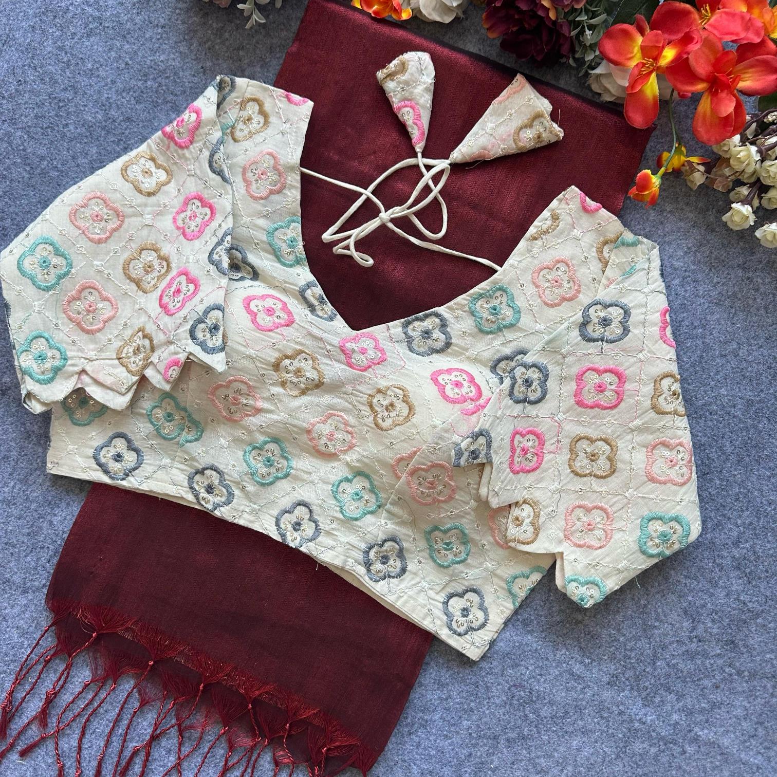 Blousewala presenting tissue cotton saree with khadi blouse wholesale saree online