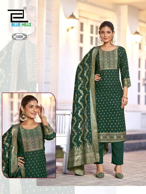 Blue hills madhuri rayon foil print top bottom dupatta designer kurti manufacturer