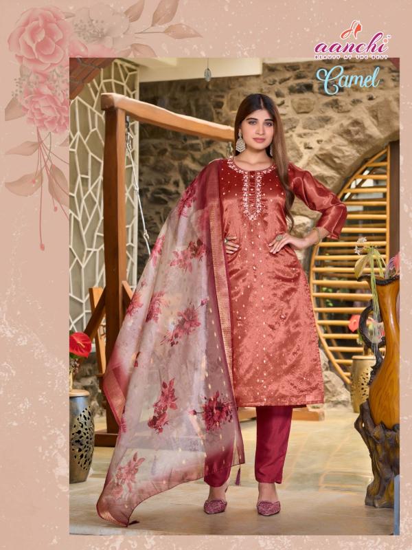 Camel straight concept shimmer jacquard kurti manufacturers in india
