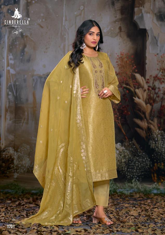 Cinderella zahria orgenza jaquard wholesale dress materials in surat
