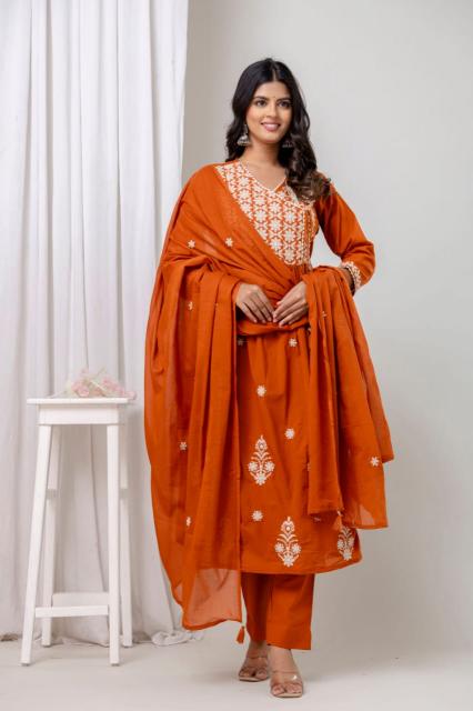 Cotton 3 pcs top bottom dupatta ladies kurti manufacturer