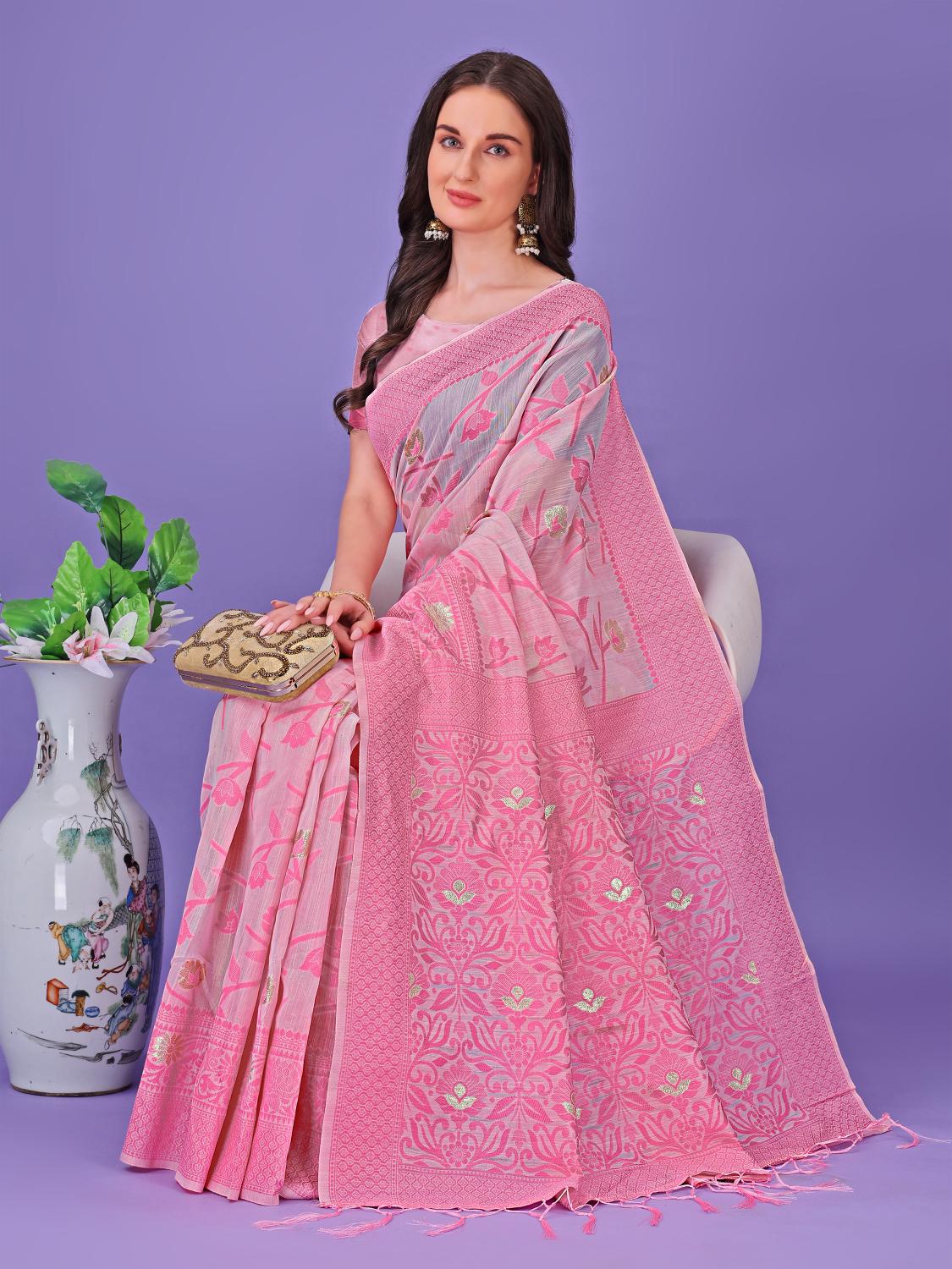 COTTON CLUB VOL 2 by astita fancy designer linen cotton fabric saree wholesale with Fancy latkan 