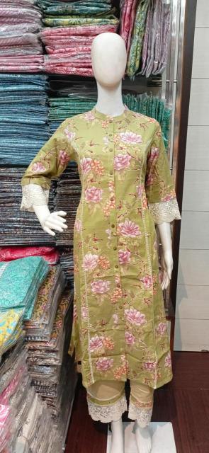 Cotton flex princess cut Aline top pant sets premium kurti manufacturer