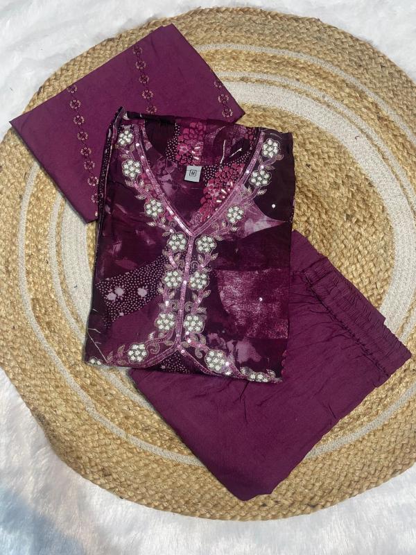 Diva 107 modal print multi embroidery top bottom dupatta kurti for women manufacturer