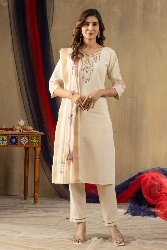 Diva 109 elegant straight shimmer gold silk top bottom dupatta designer kurti manufacturer