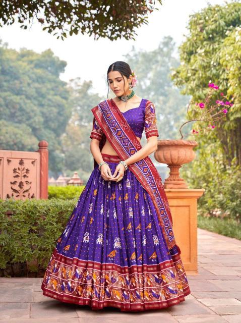 Ekta bandhni Purple Tussar Silk Lehenga choli dealers in Delhi