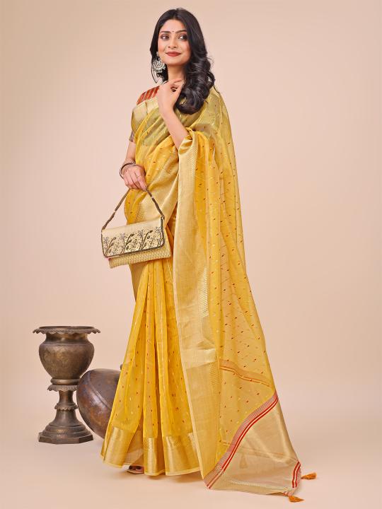 FLORANCE by astita fancy designer organza fabric saree wholesale with latkan 