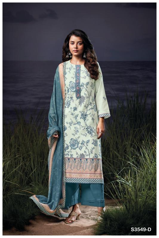 Ganga charlotte 3549 cotton linen print stone work dress materials wholesale
