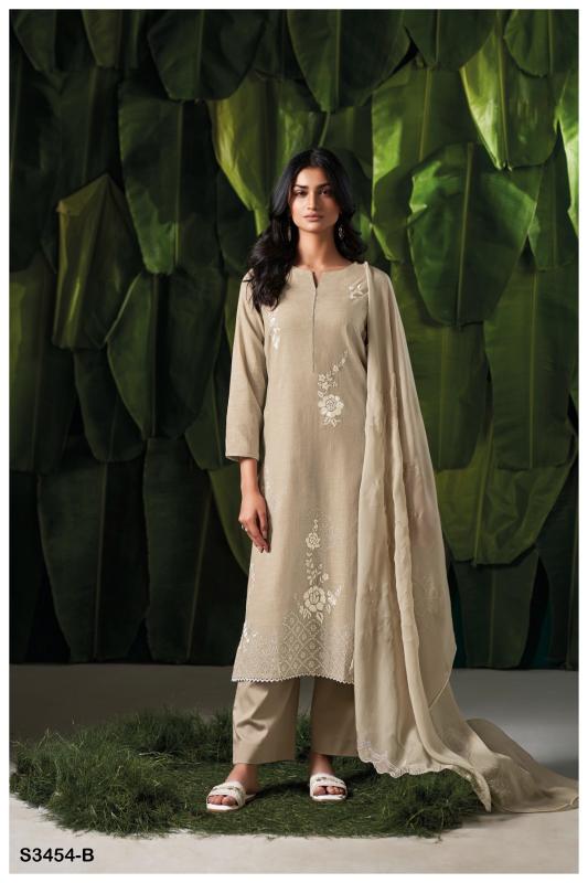 Ganga ebony 3454 cotton linen solid sambalpuri dress material wholesale