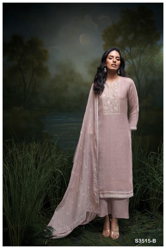 Ganga hajira 3515 pure linen solid cotton dress materials wholesale