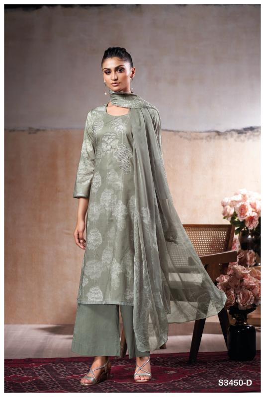Ganga linzy 3450 cotton printed unstitched dress material wholesale