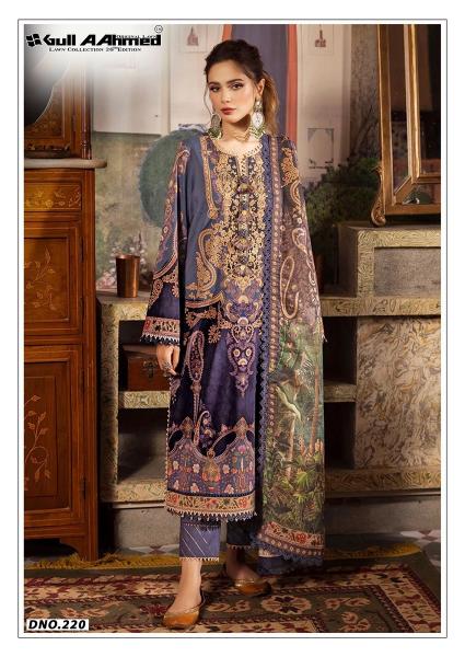 Gull aahmed lawn vol-26 cotton printed top pant dupatta best kurti manufacturer in india