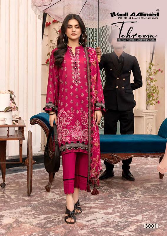 Gull aahmed tehreem vol-03 karachi lawn cotton wholesale dress material market in ahmedabad