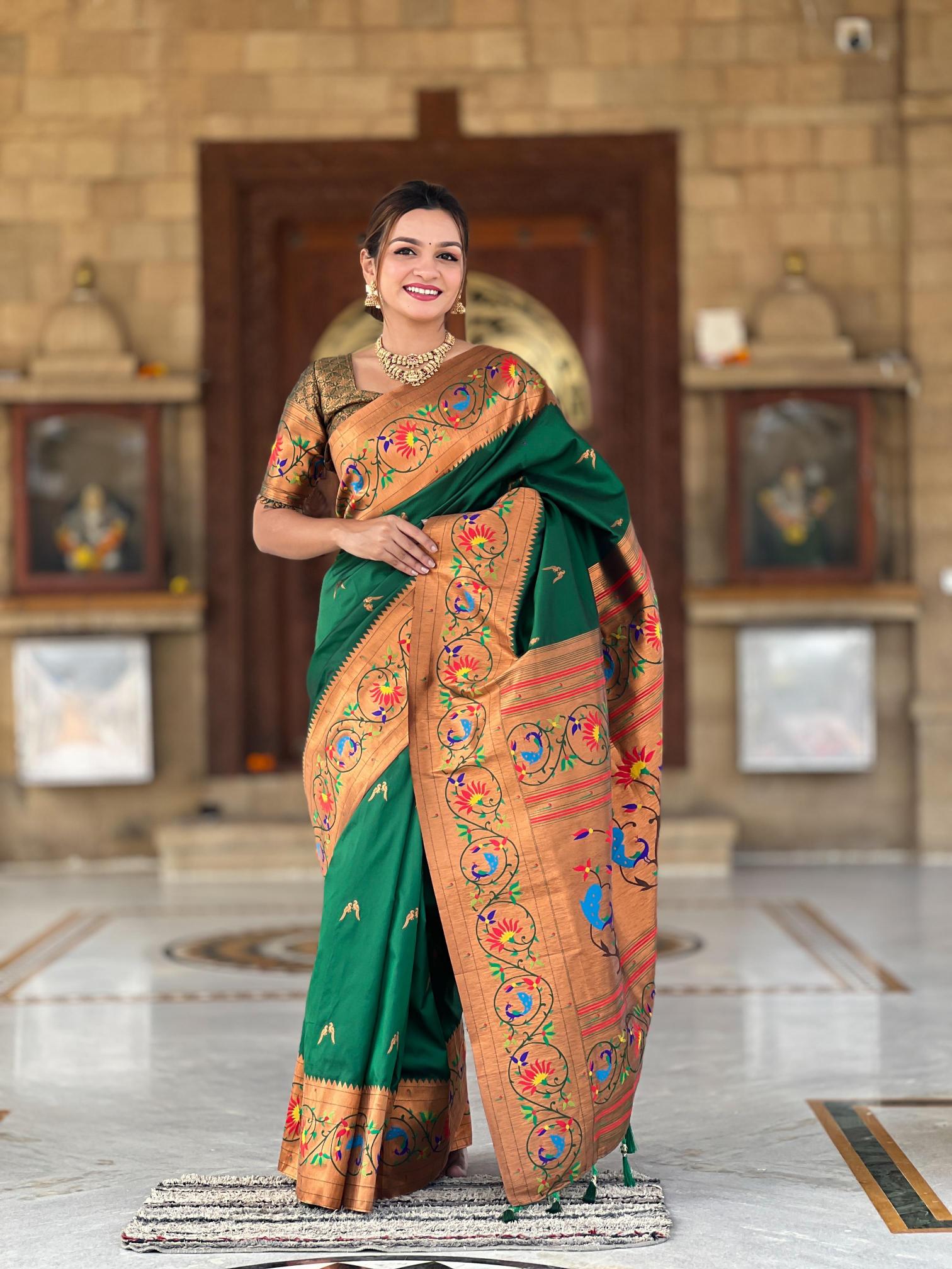 Harmony paithani-2 soft silk peacock design saree & pallu with blouse surat saree market