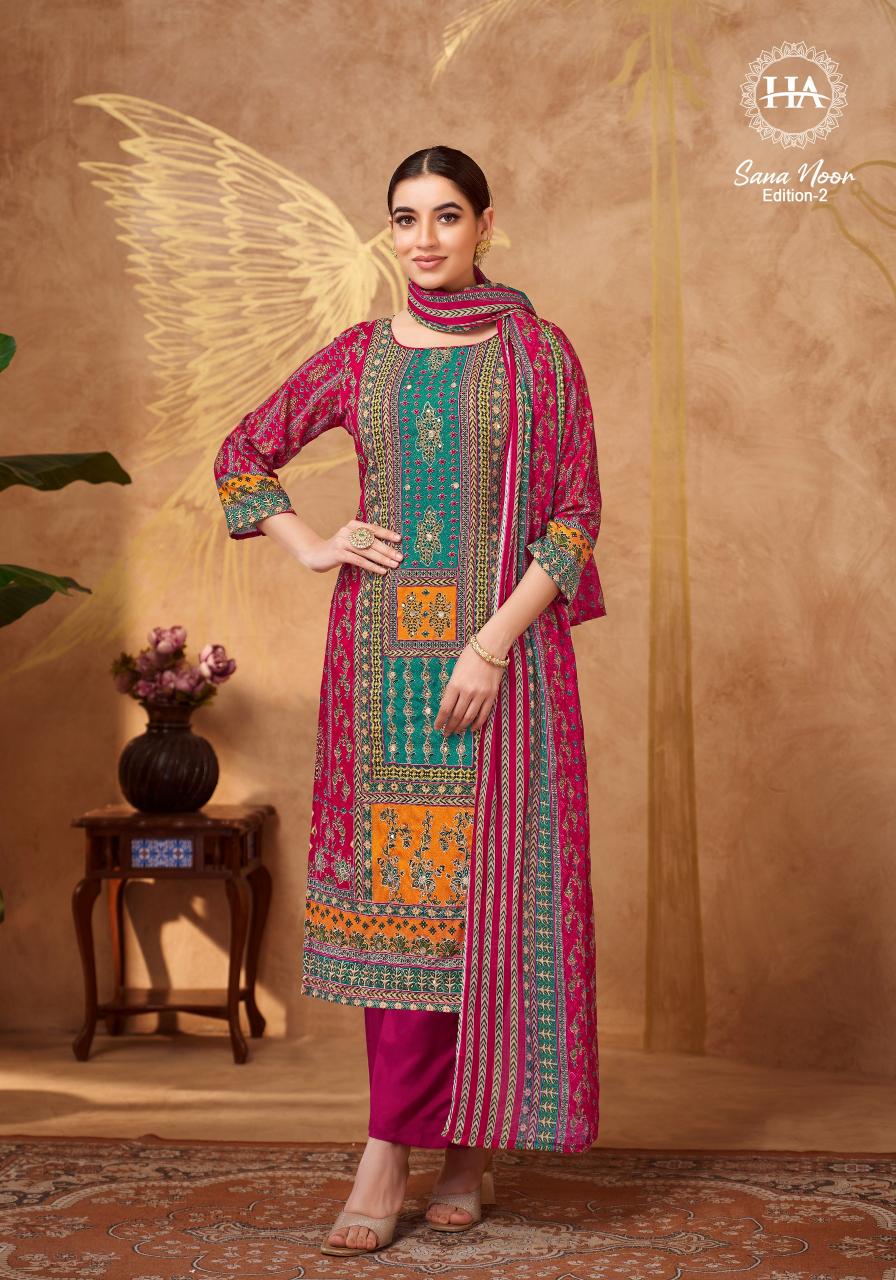 Harshit fashion hub by alok suit sana noor 2 viscose reyon cotton dress materials wholesale