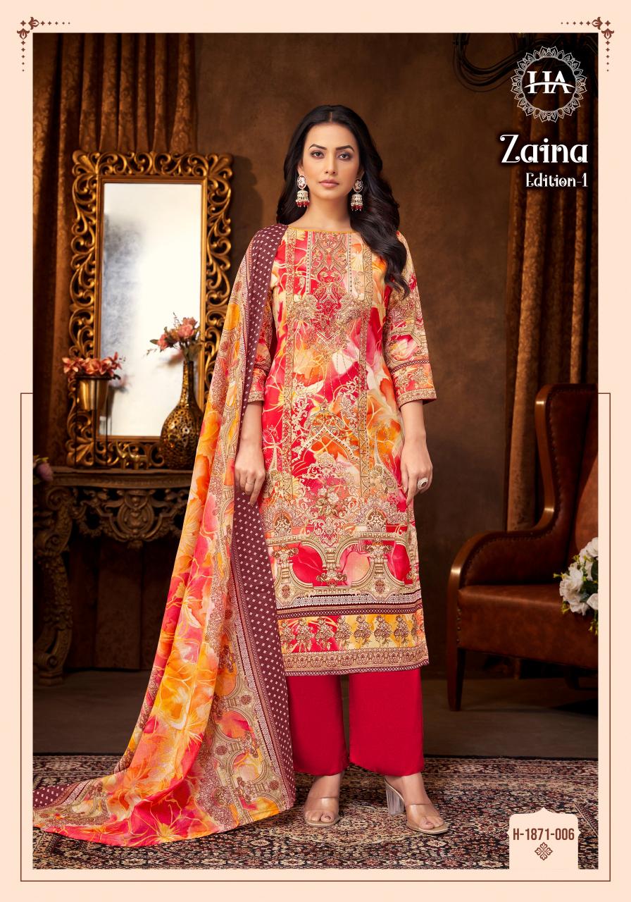 Harshit fashion hub by alok suit zaina vol 1 viscose reyon print wholesale dress material online