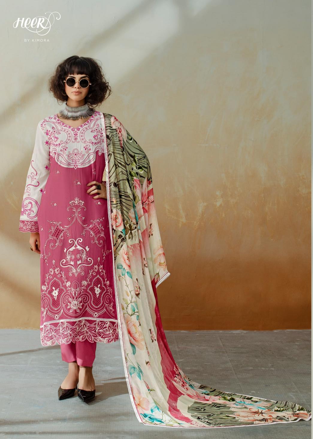 Heer chic vol-209 pure muslin stone work dress materials wholesale