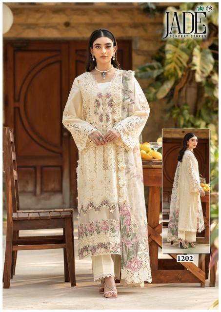 Jade bin saeed vol-12 karachi lawn cotton printed dress materials wholesale