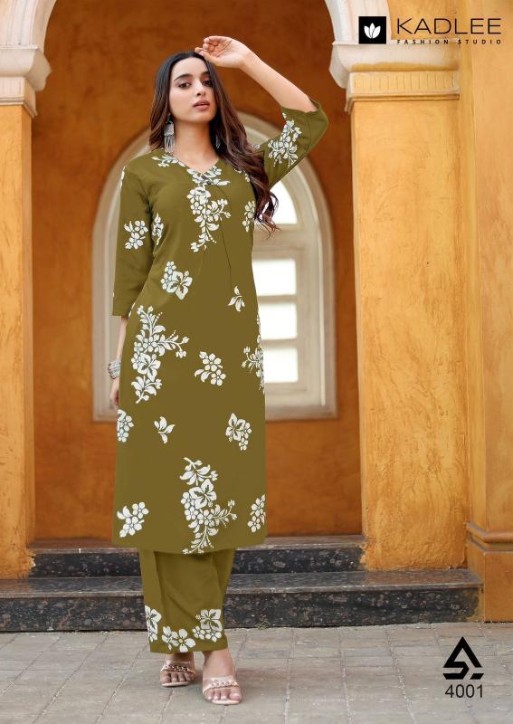 Kadlee heer rayon print top bottom designer kurti manufacturer