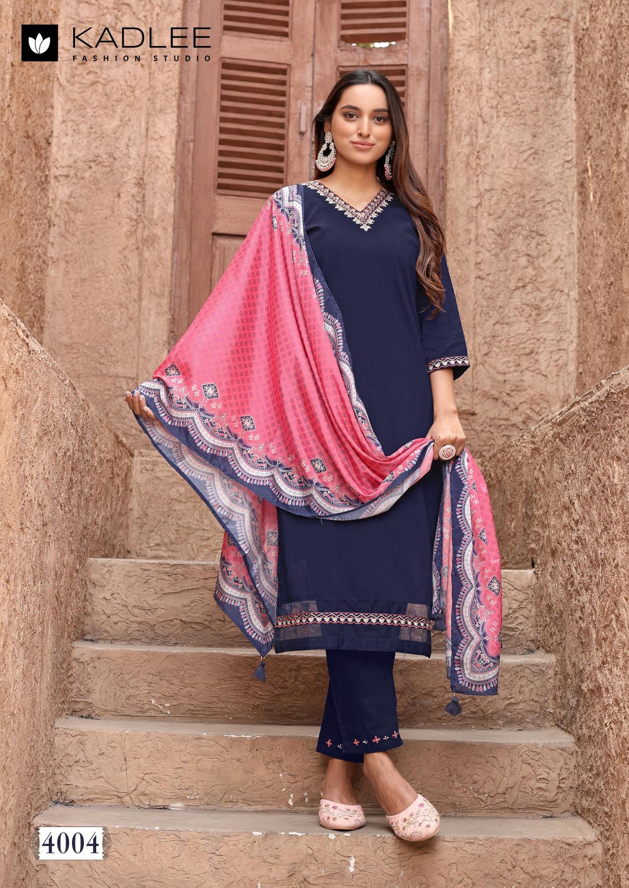 Kadlee nakashi cotton top bottom dupatta premium kurti manufacturer