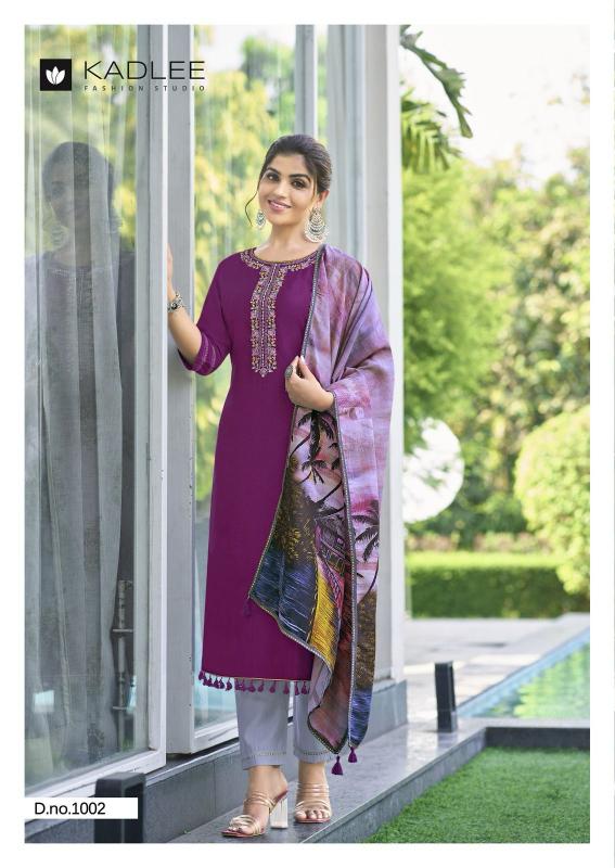 Kadlee zarin viscose weaving top bottom dupatta branded kurtis wholesale