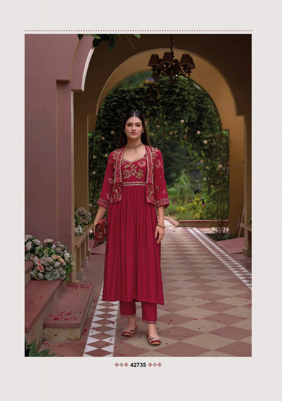 Kailee fashion safar viscouse silk gown pant & koti branded kurtis manufacturers in india