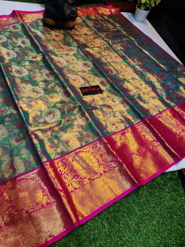 Kanjivaram soft pattu saree with contrast border sarees wholesale online shopping