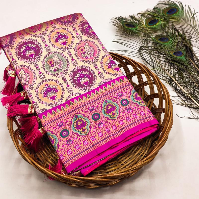 Kanjivaram soft silk saree & rich pallu with contrast blouse wholesale saree market in surat with price