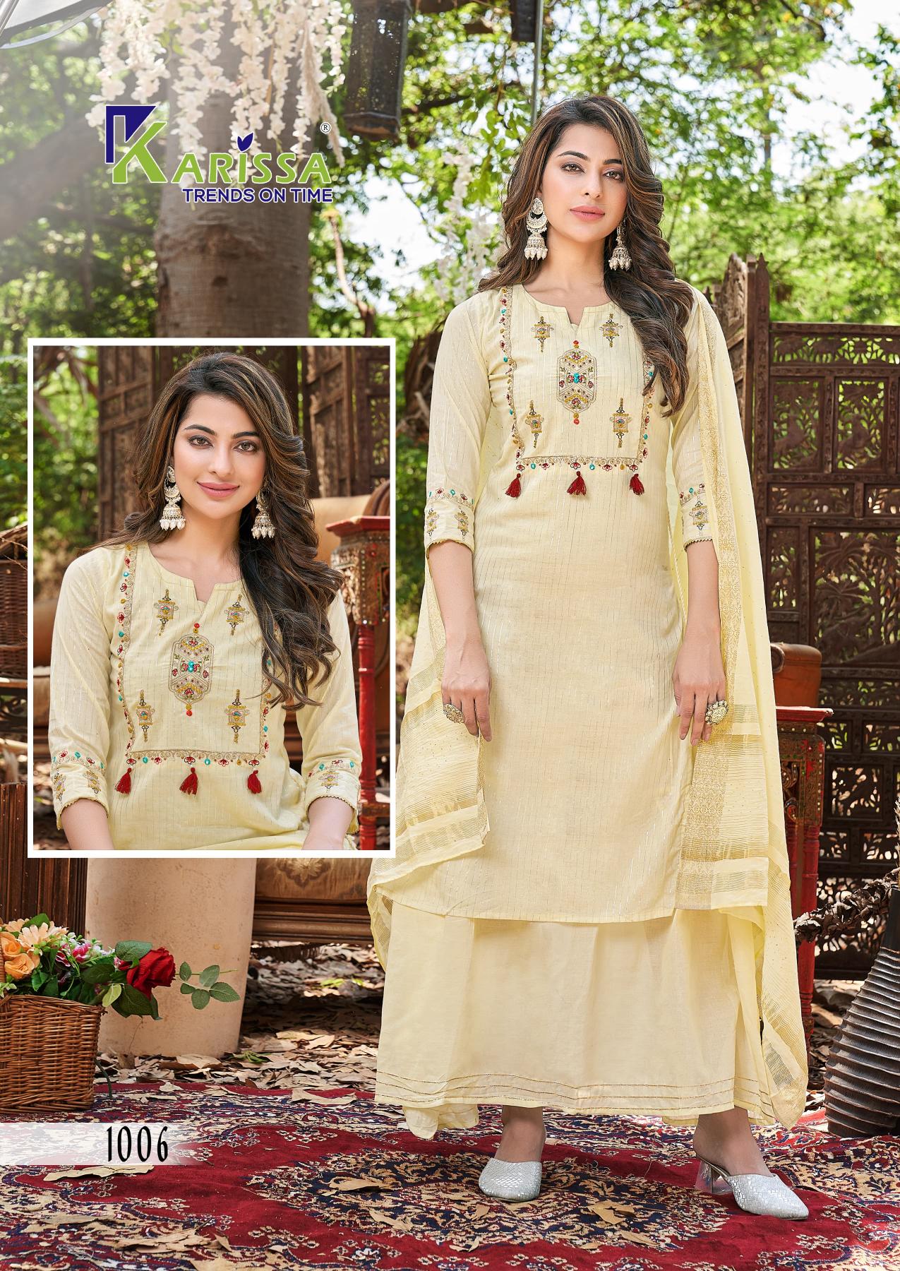 Karissa harmony pure cotton top bottom dupatta designer kurti manufacturer