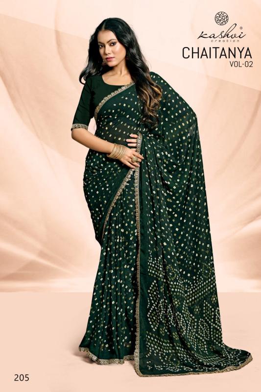 Kashvi creation chaitanya vol 2 bandhej pitha work lace sarees wholesale online shopping