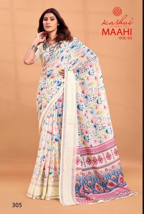 Kashvi creation maahi vol 3 linen weaving wholesale saree online