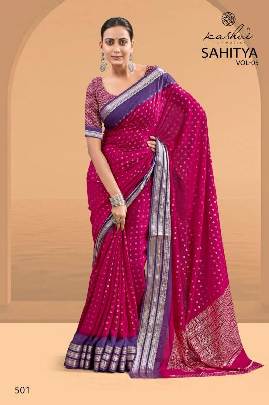 Kashvi creation sahitya vol 5 dull moss foil print surat sarees wholesale market
