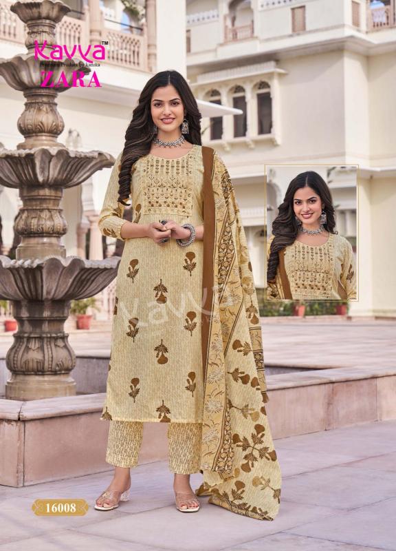 Kavya zara vol 16 with lining cambric cotton top bottom dupatta kurti manufacturers