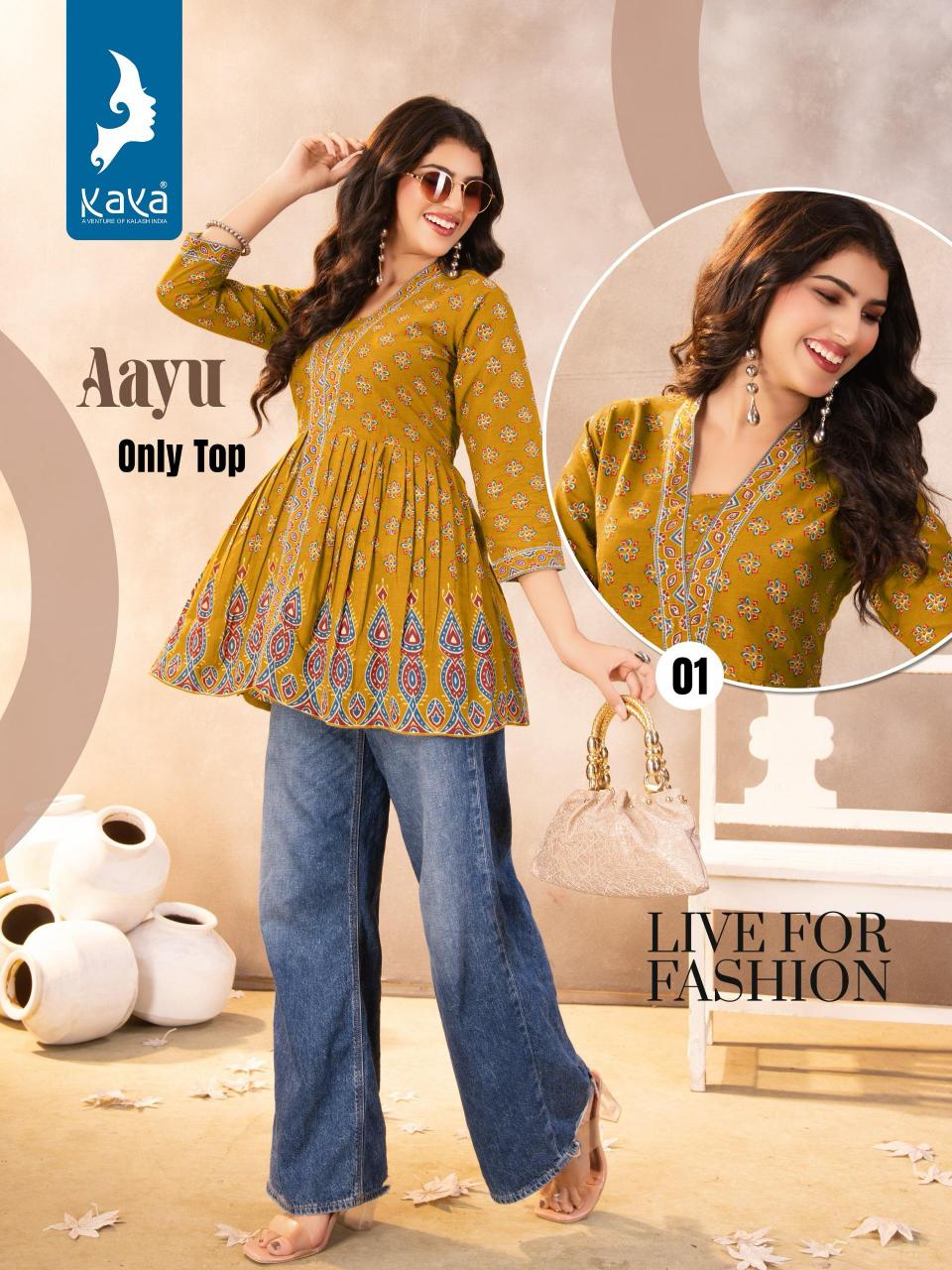 Kaya kurti aayu cotton print short top direct manufacturer of kurtis