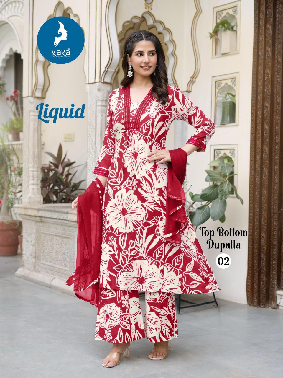 Kaya kurti liquid reyon print top bottom dupatta direct manufacturer of kurtis