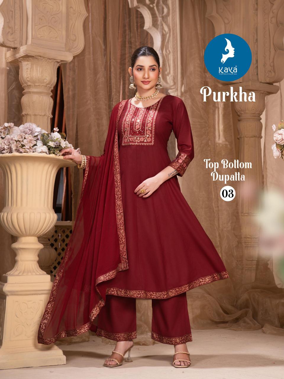 Kaya kurti purkha rayon top bottom dupatta kurti manufacturers