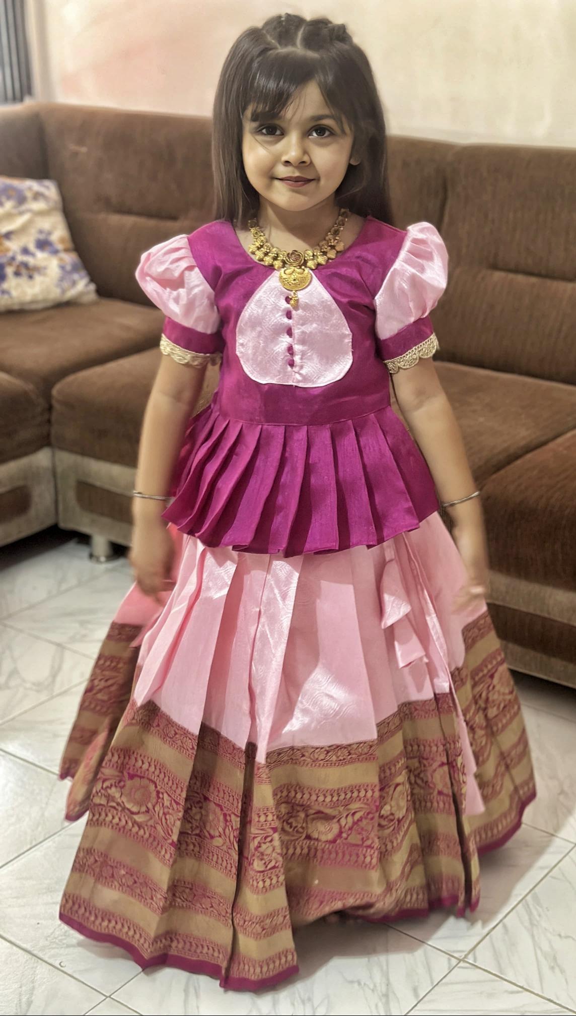 kids lehenga choli full flair lichi silk branded kurti manufacturer