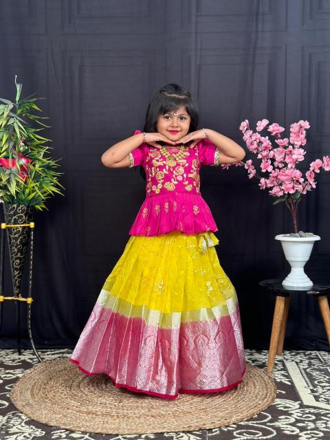 Kids lehenga full stiched naylon organza silk kurtis manufacturer