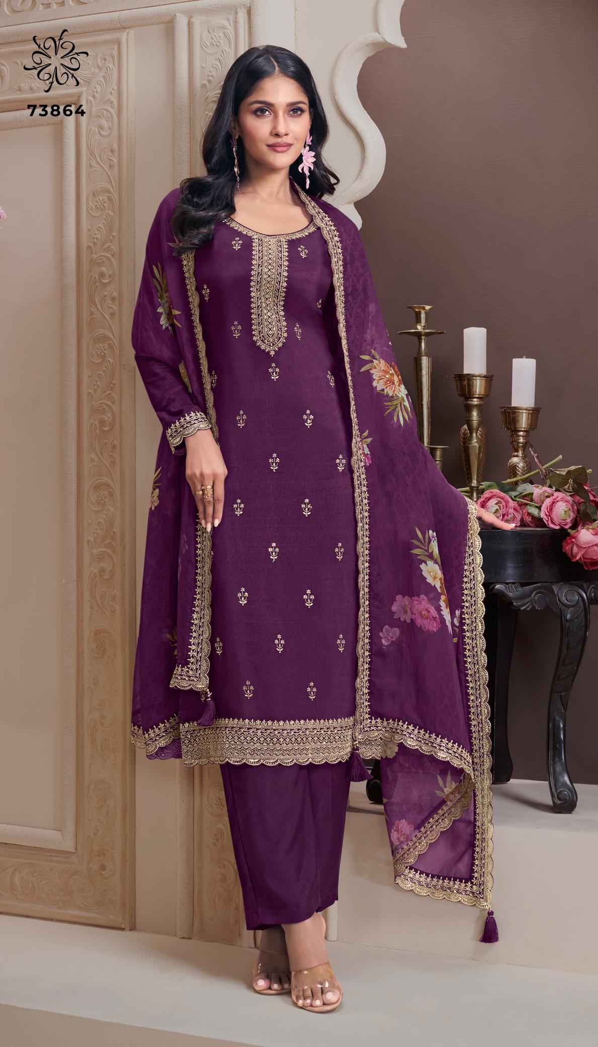 Kuleesh shivangi 2 moonga silk wholesale dress material market in ahmedabad