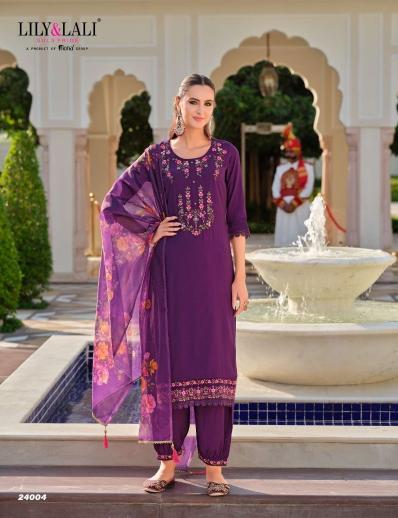 Lily & lali afghani 5 milan silk top bottom dupatta kurtis manufacturers
