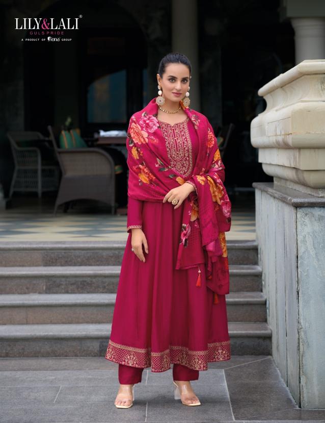 Lily & lali mallikajaan anarkali style kurti pant dupatta kurti set manufacturer
