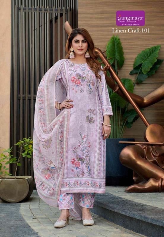 Linen craft digital print top bottom dupatta premium kurti brands