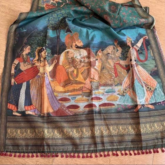 Linen digital kalamkari print surat saree with blouse wholesale market